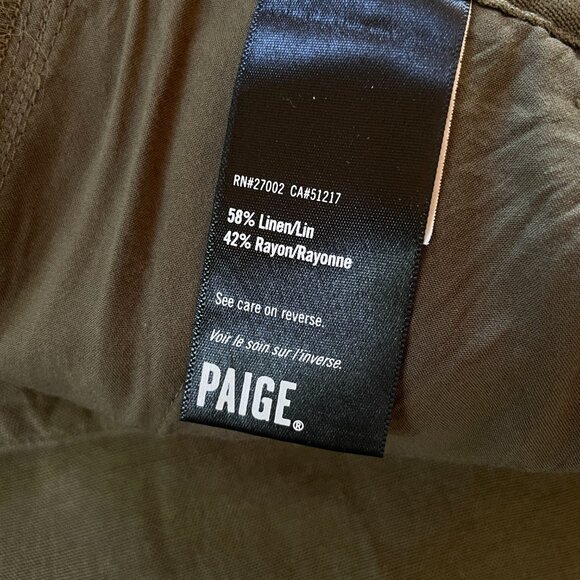 Paige Dallas Linen Blend Pleated Trouser Pants Green 2 - Picture 11 of 14